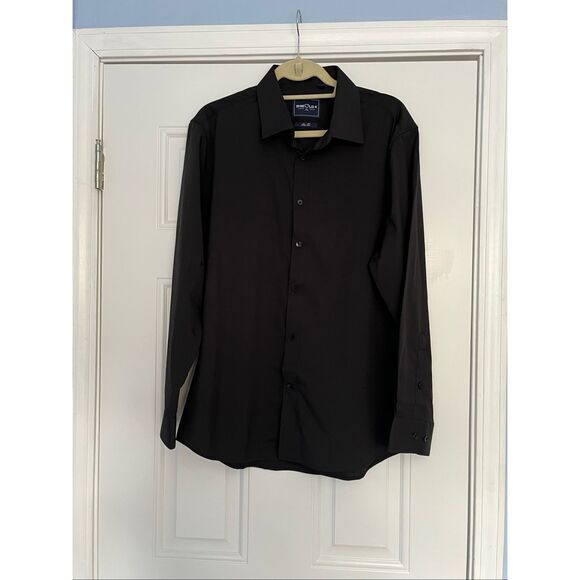 Shield-X Flex Men's Size Large Standard Fit Black Long Sleeve Button Down Shirt - Picture 1 of 8